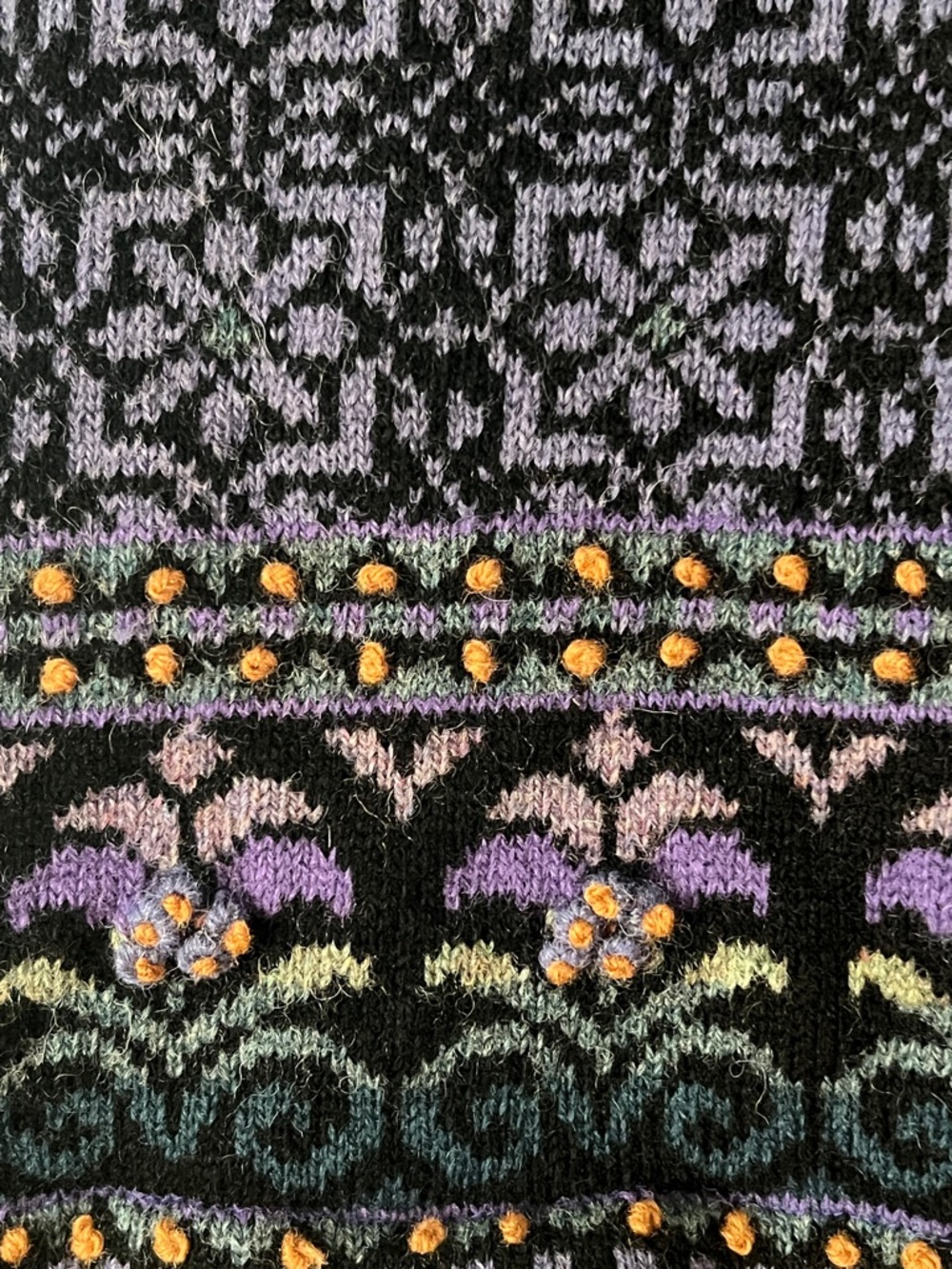 Women’s Icelandic Navy and Purple Patterned Wool Cardigan Sweater Size Small - Picture 4 of 15